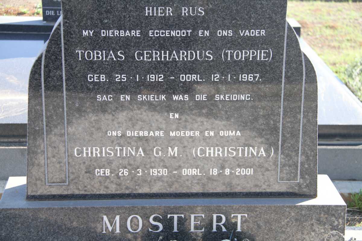 MOSTERT Tobias Gerhardus 1912-1967 & Christina G.M. 1930-2001