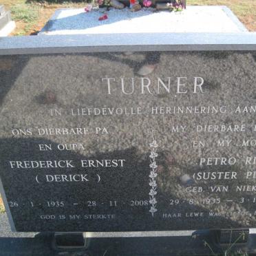TURNER Frederick Ernest 1935-2008 &amp; Petro Rita VAN NIEKERK 1935-1983