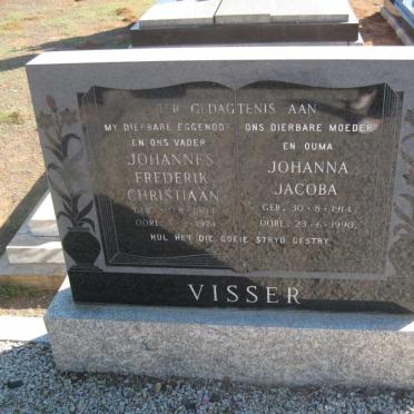 VISSER Johannes Frederik Christiaan 1904-1974 &amp; Johanna Jacoba 1914-1990