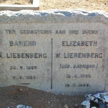 LIEBENBERG Barend A. 1855 - 1938 &amp; Elizabeth W. geb. BARNARD 1862-1945