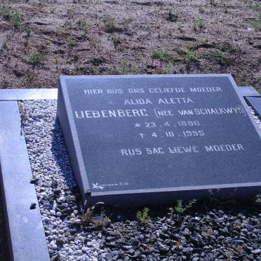 LIEBENBERG Alida Aletta geb. VAN SCHALKWYK 1880-1955