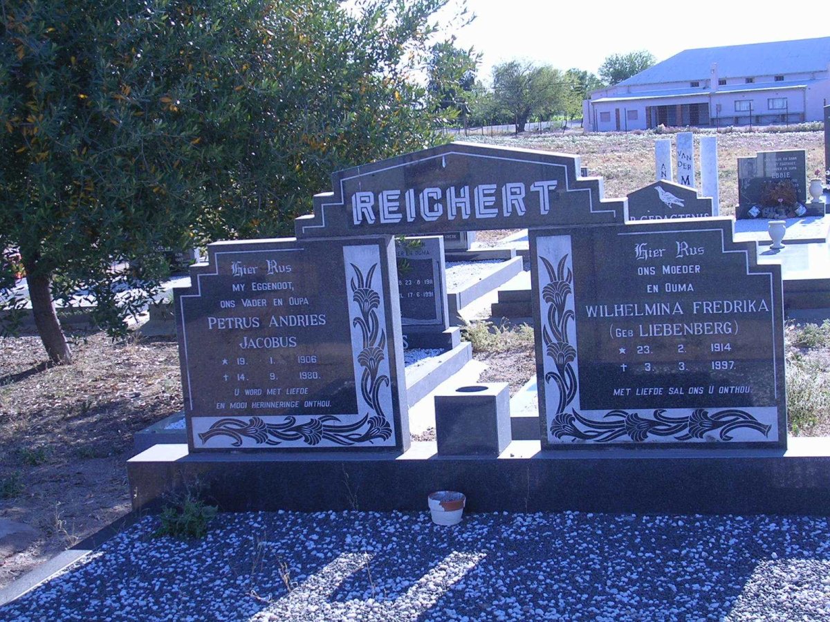 REICHERT Petrus Andries Jacobus 1906-1980 &amp; Wilhelmina Fredrika LIEBENBERG 1914-1997