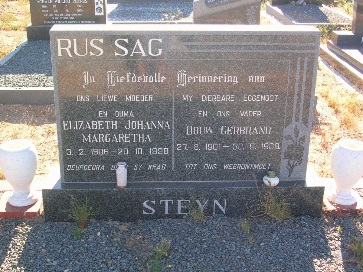 STEYN Douw Gerbrand 1901-1968 & Elizabeth Johanna Margaretha 1906-1998