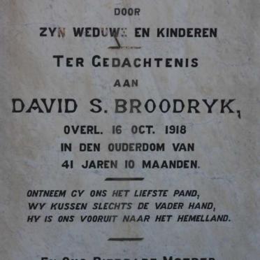 BROODRYK David S. -1918