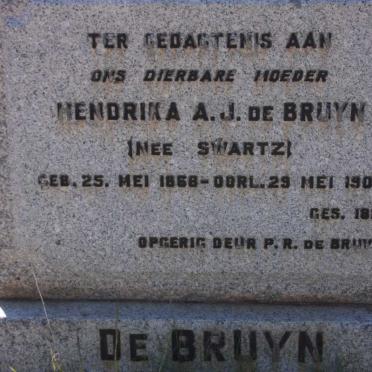 BRUYN Hendrika A.J., de nee SWARTZ 1868-1906