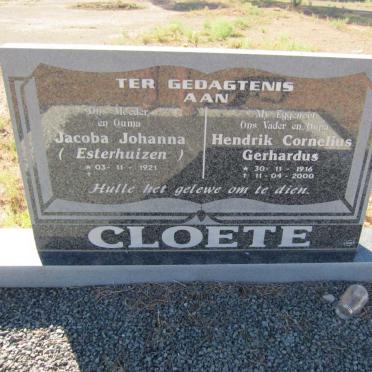 CLOETE Hendrik Cornelius Gerhardus 1916-2000 &amp; Jacoba Johanna ESTERHUIZEN 1921-