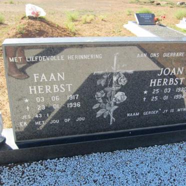 HERBST Faan 1917-1996 &amp; Joan 1920-1994