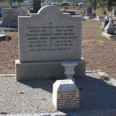 HERBST Stephanus Frederick 1879-1959 &amp; Martha Hendriena DE BRUYN 1881-1929