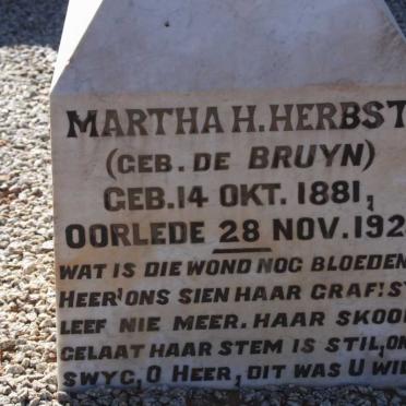 HERBST Martha H. nee DE BRUYN 1881-1929