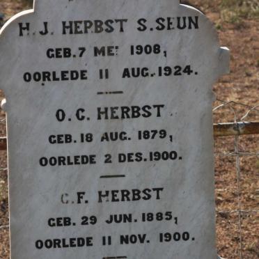 HERBST O.C. 1879-1900 :: C.F. 1885-1900 :: H.J. 1908-1924