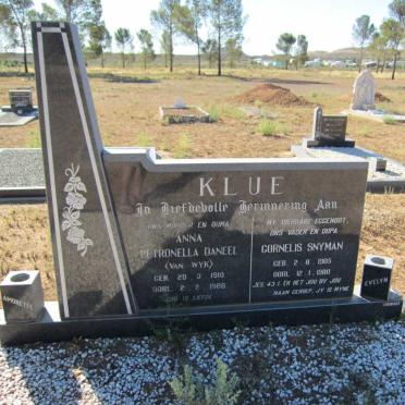 KLUE Cornelis Snyman 1905-1980 &amp; Anna Petronella Daneel VAN WYK 1910-1988