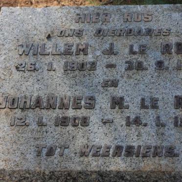 ROUX Willem J., le 1902-1921 :: ROUX Johannes M., le 1908-1919