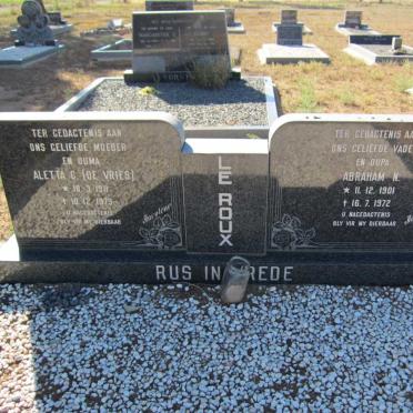 ROUX Abraham N., le 1901-1972 &amp; Aletta C. DE VRIES 1911-1979