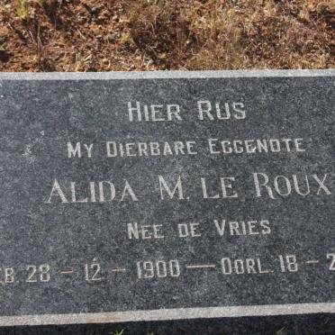 ROUX Alida M., le nee DE VRIES 1900-1947