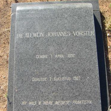 VORSTER Alewijn Johannes 1892-1967