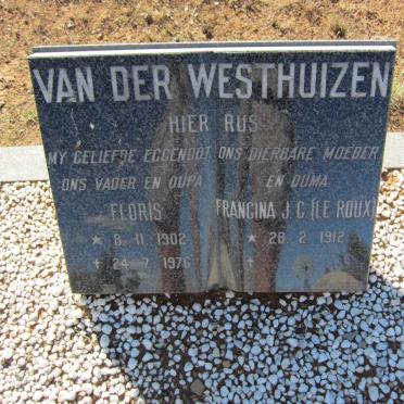 WESTHUIZEN Floris 1902-1976 & Francina J.C. LE ROUX 1912-