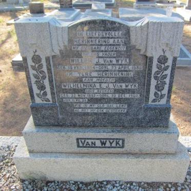 WYK Willem J., van 1884-1950 & Wilhelmina E.J. BEUKES 1887-1960