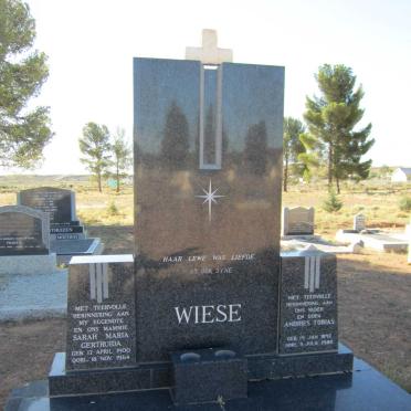 WIESE Andries Tobias 1892-1980 &amp; Sarah Maria Gertruida 1900-1964