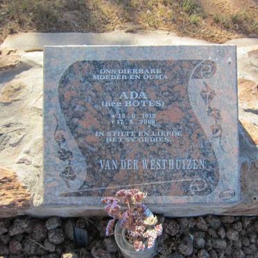 WESTHUIZEN Ada, van der nee BOTES 1918-2008