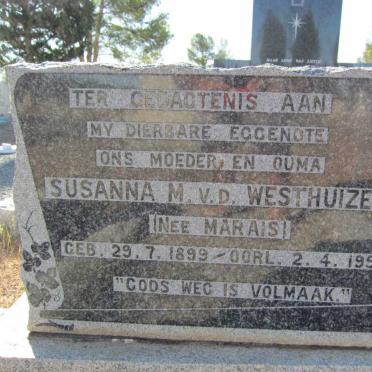 WESTHUIZEN Susanna M., v.d. nee MARAIS 1899-1952