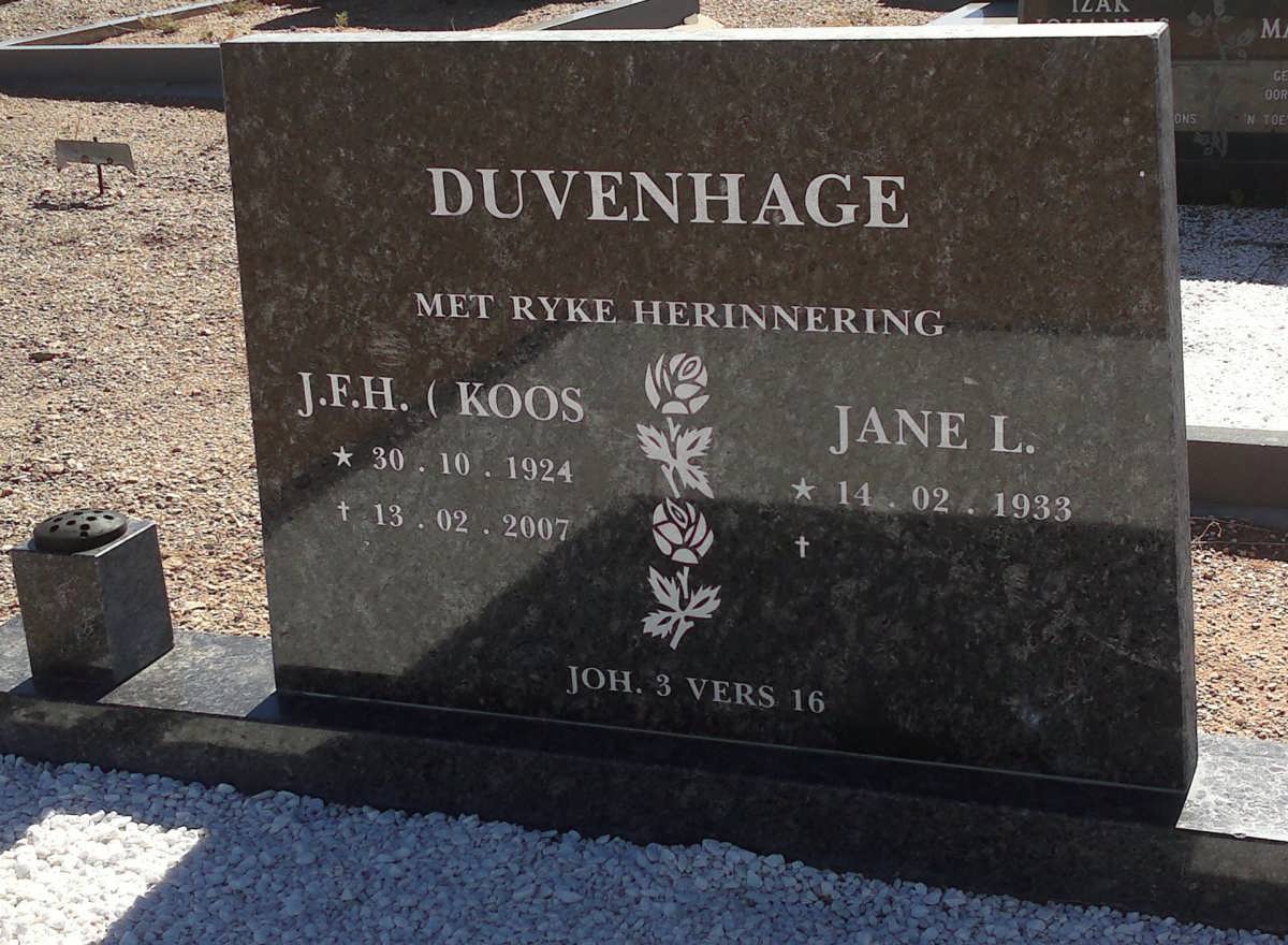 DUVENHAGE J.F.H 1924-2007 & Jane L. -1933