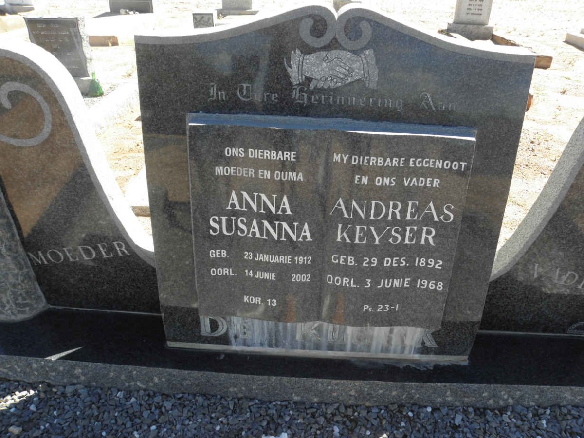 KLERK Andreas Keyser, de 1892-1968 & Anna Susanna 1912-2002