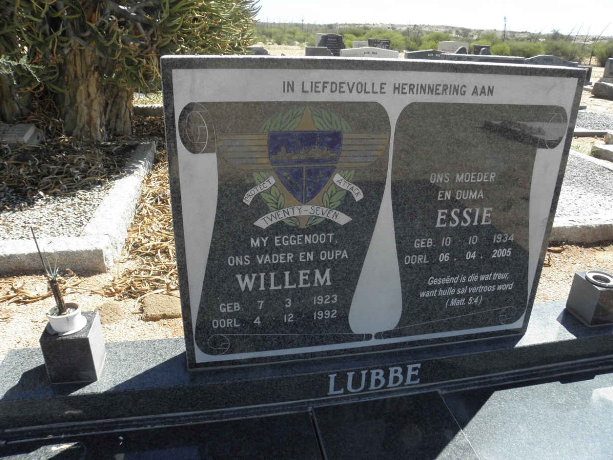 LUBBE Willem 1923-1992 & Essie 1934-2005