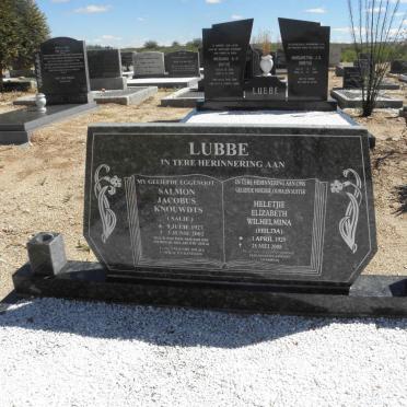 LUBBE Salmon Jacobus Knouwdts 1927-2002 &amp; Heletjie Elizabeth Wilhelmina 1929-2008