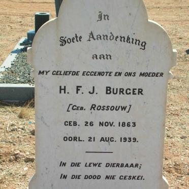 BURGER H.F.C. geb. ROSSOUW 1863-1939