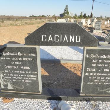 GAGIANO Gerrit J. Van Wyk 1901-1981 &amp; Christina Maria 1907-1994