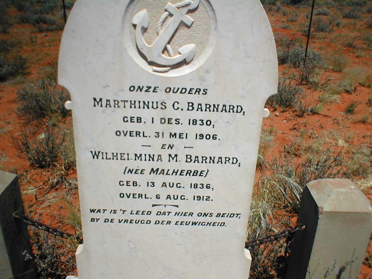 BARNARD Marthinus C. 1830-1906 & Wilhelmina M. MALHERBE 1836-1912
