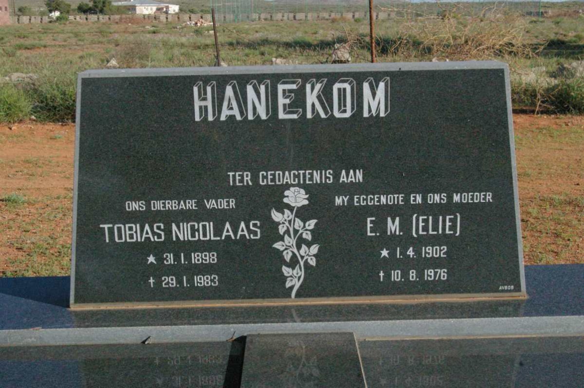 HANEKOM Tobias Nicolaas 1898-1983 & E.M. 1902-1976