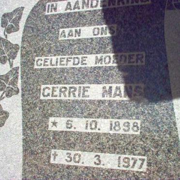 MANS Daniel Jacob 1901-1941 &amp; Gerrie 1898-1977