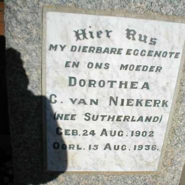 NIEKERK Dorothea C., nee SUTHERLAND 1902-1936