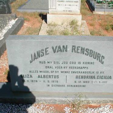 RENSBURG Eliza Albertus, Janse van 1878-1970 &amp; Hendrina Cicilia 1883-1982