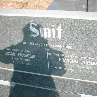 SMIT Jacob Francois 1908-1989 &amp; Francina Johanna THIRION 1919-1983