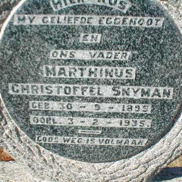 SNYMAN Marthinus Christoffel 1895-1935