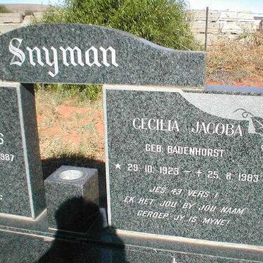 SNYMAN Cecilia Jacoba nee BADENHORST 1923-1983