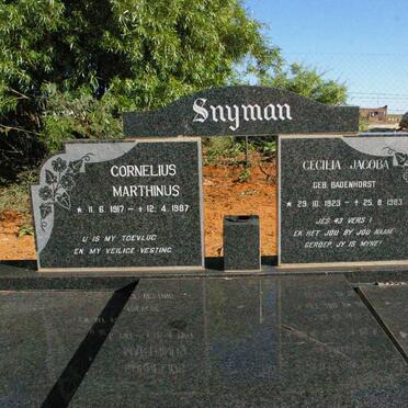 SNYMAN Cornelius Marthinus 1917-1987 &amp; Cecilia Jacoba BADENHORST 1923-1983