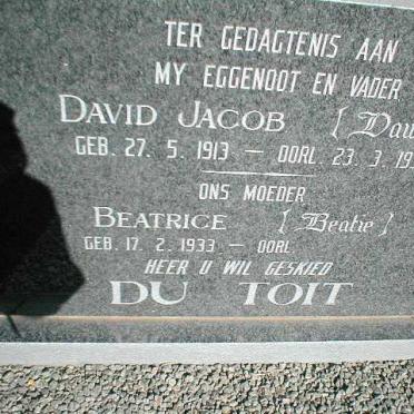 TOIT David Jacob, du 1913-1992 &amp; Beatrice 1933-