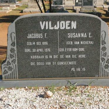 VILJOEN Jacobus F. 1886-1976 &amp; Susanna E. VAN NIEKERK 1894-