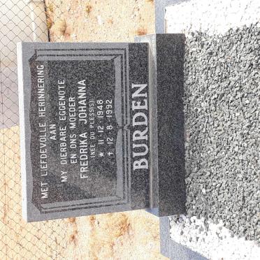 BURDEN Fredrika Johanna nee DU PLESSIS 1948-1992