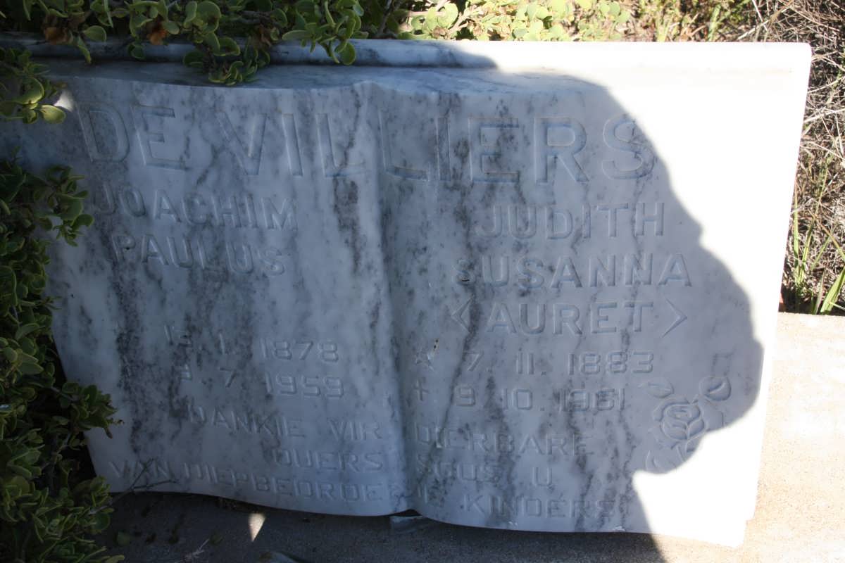 VILLIERS Joachim Paulus, de 1878-1959 & Judith Susanna AURET 1883-1961