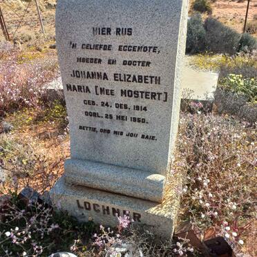 LOCHNER Johanna Elizabeth Maria nee MOSTERT 1914-1950