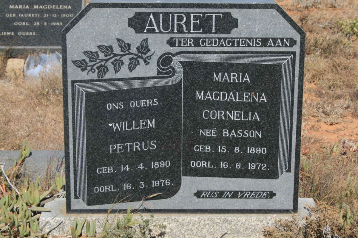 AURET Johannes Gerhardus 1901-1992 & Elsie Johanna Francina 1906-1974