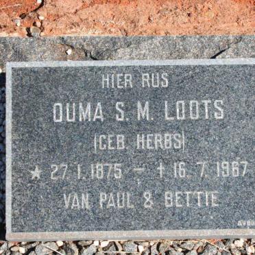 LOOTS S.M. nee HERBS 1875-1967