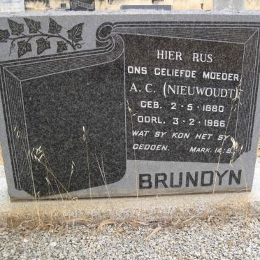 BRUNDYN A.C. nee NIEUWOUDT 1880-1966