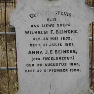 BEINEKE Wilhelm F. 1852-1921 &amp; Anna J.E. ENGELBRECHT 1863-1924