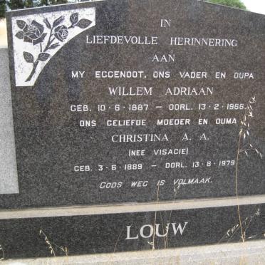 LOUW Willem Adriaan 1887-1966 &amp; Christina A.A. VISAGIE 1889-1979