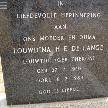LANGE Louis J.K., de 1897-1969 &amp; Louwdina H.E. THERON 1907-1984